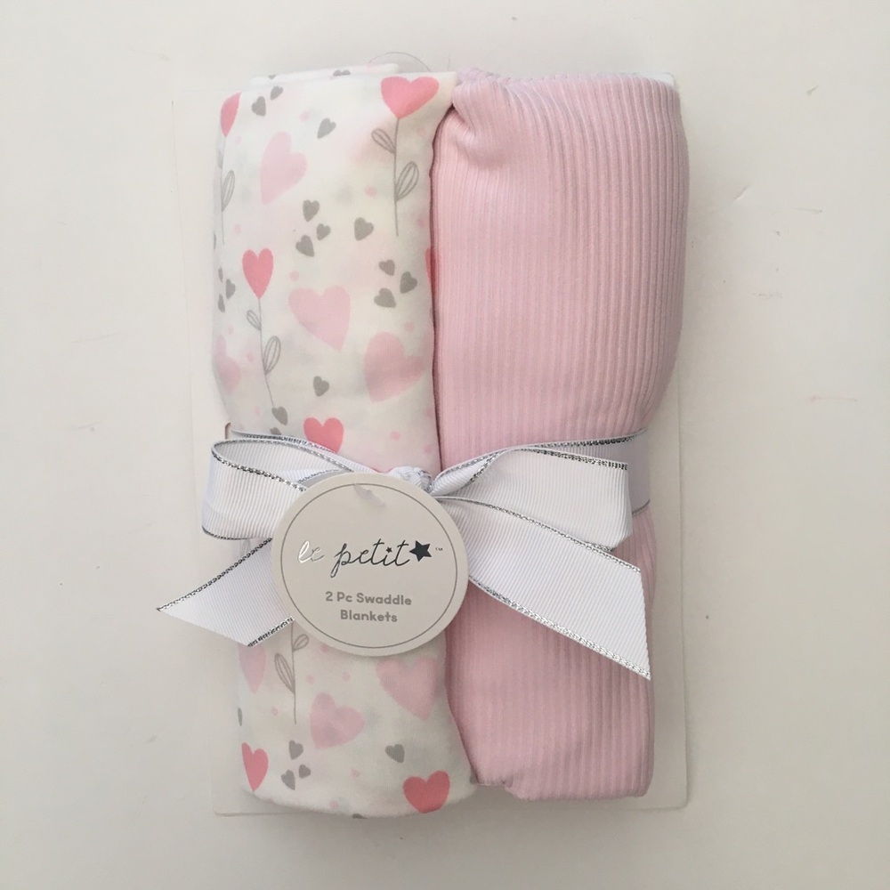 Le Petit Soft Baby Blankets Multipurpose White Pink Love Hearts NEW